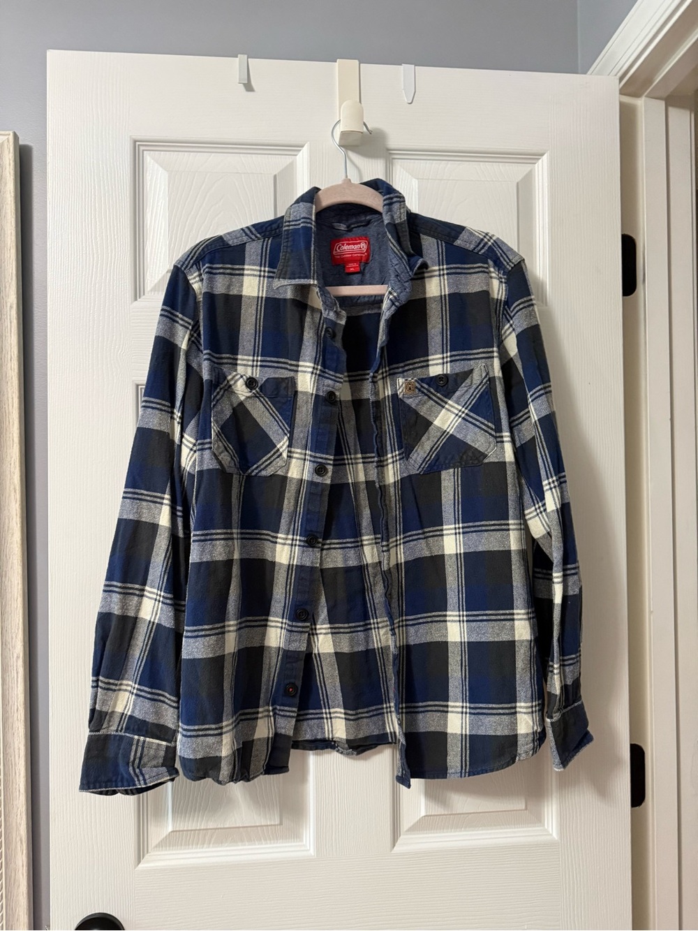 Coleman Navy and White Plaid Button-Down Shirt